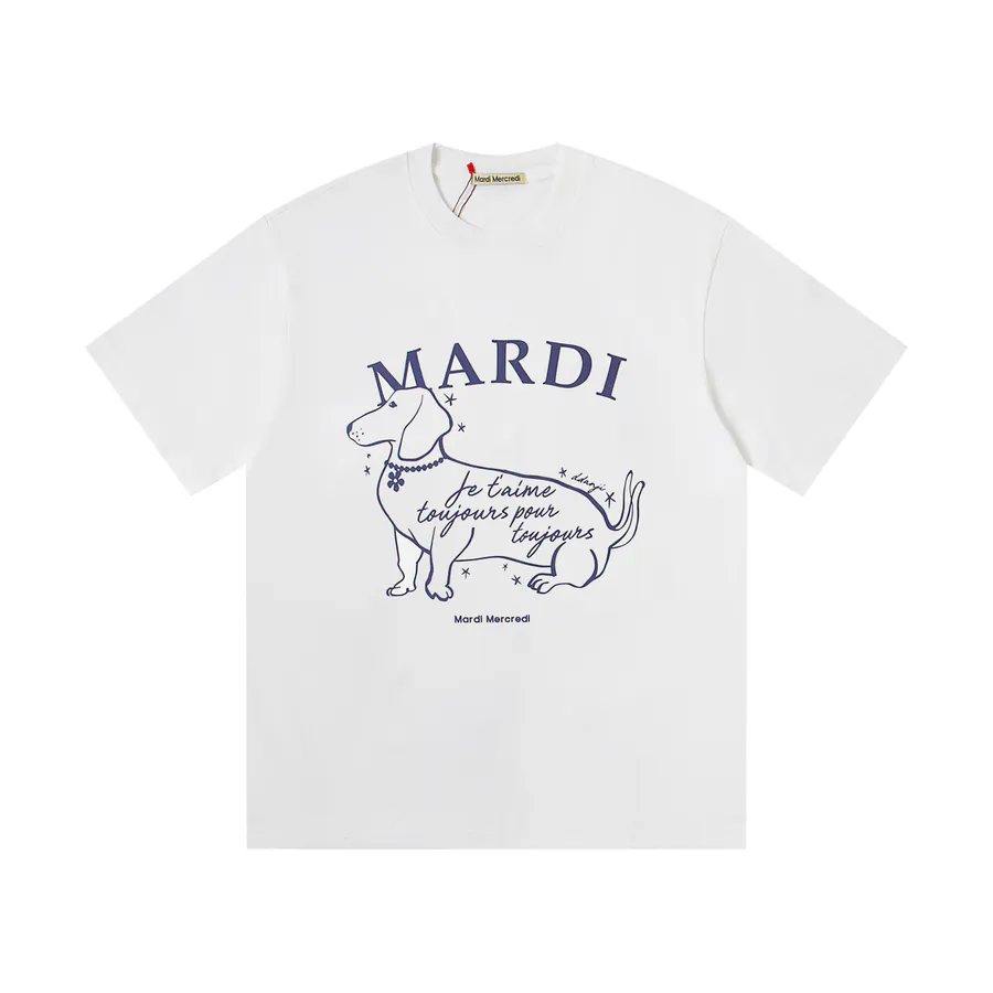 Mardi Mercredi Side Line Puppy Series Round Neck Short Sleeve T Shirt