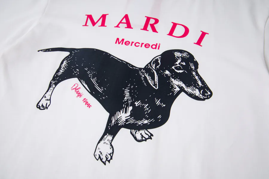 Mardi Mercredi Classic Pug Series Loose Round Neck Short Sleeve T Shirt