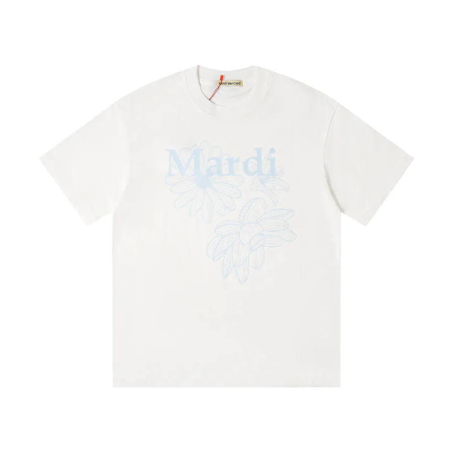 Mardi Mercredi Three Flowers Series Print Round Neck Short Sleeve T Shirt