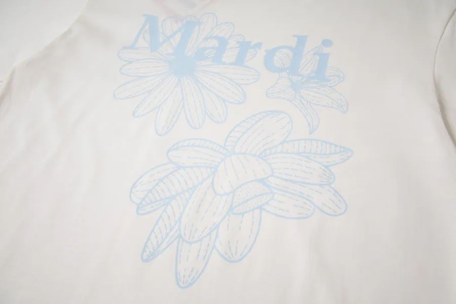 Mardi Mercredi Three Flowers Series Print Round Neck Short Sleeve T Shirt