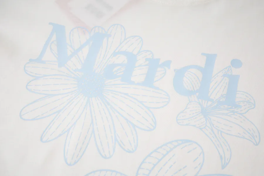 Mardi Mercredi Three Flowers Series Print Round Neck Short Sleeve T Shirt