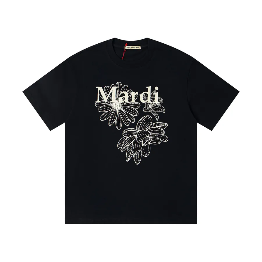 Mardi Mercredi Three Flowers Series Print Round Neck Short Sleeve T Shirt