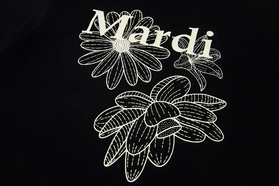 Mardi Mercredi Three Flowers Series Print Round Neck Short Sleeve T Shirt