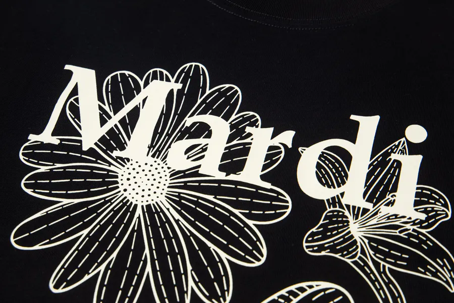 Mardi Mercredi Three Flowers Series Print Round Neck Short Sleeve T Shirt