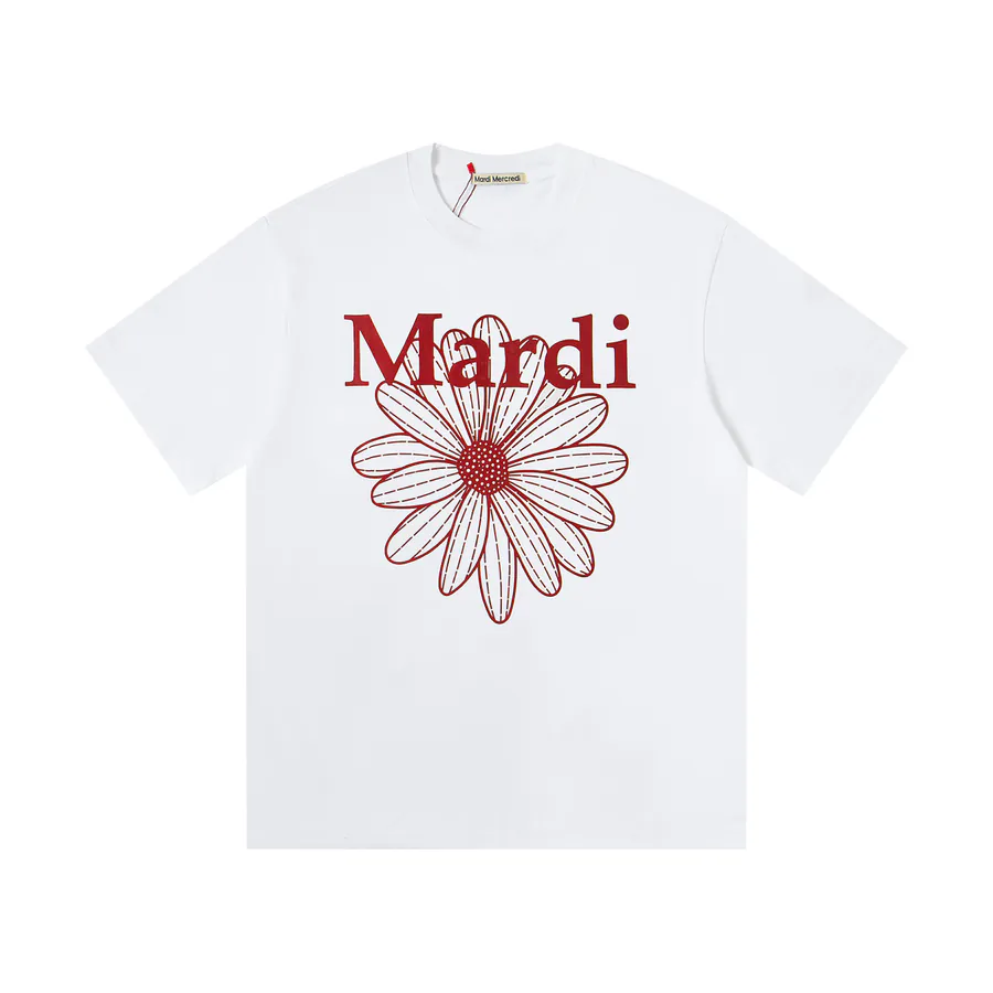 Mardi Mercredi Classic Daisy Print Round Neck Short Sleeve T Shirt