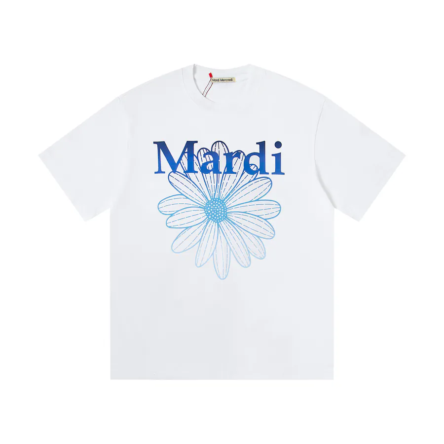 Mardi Mercredi Classic Daisy Print Round Neck Short Sleeve T Shirt