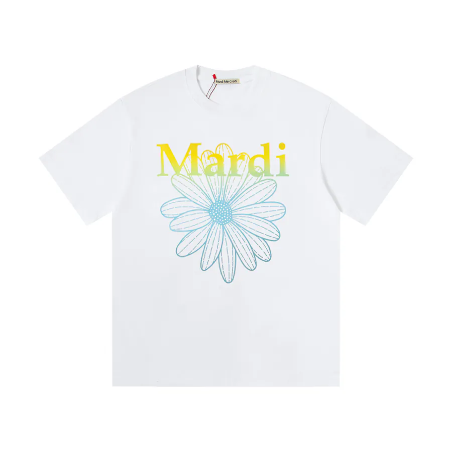 Mardi Mercredi Classic Daisy Print Round Neck Short Sleeve T Shirt