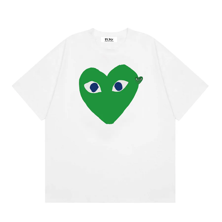 Green Heart Love Print T Shirt with Small Logo Limited Edition