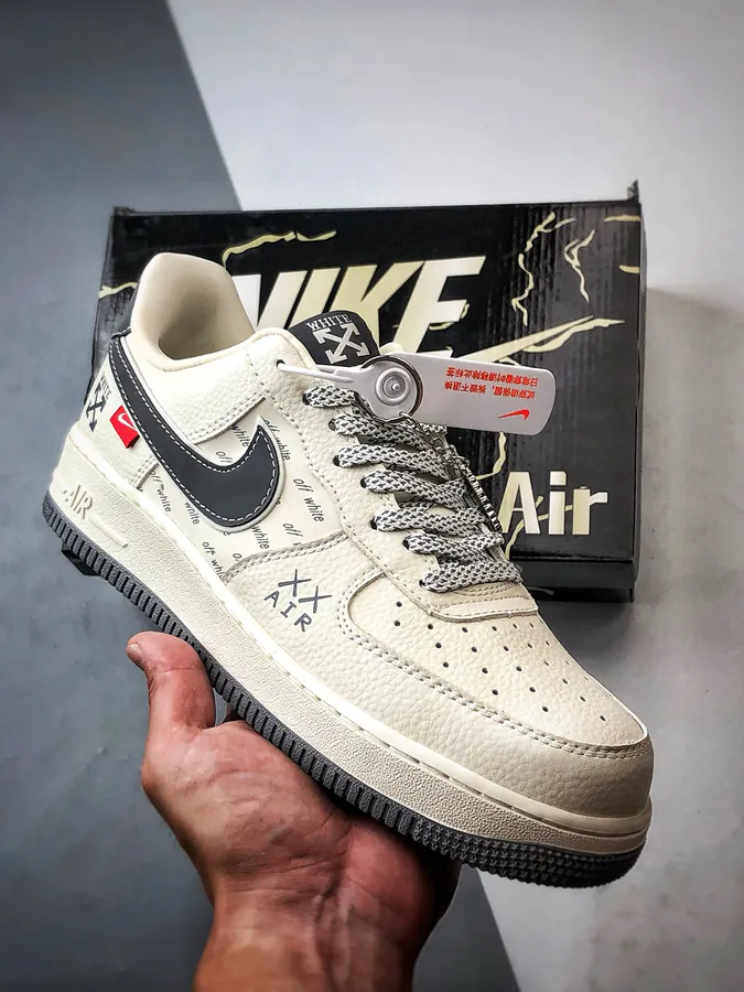 OW x Air Force 1 Low Low Top Sneaker in Beige and Gray
