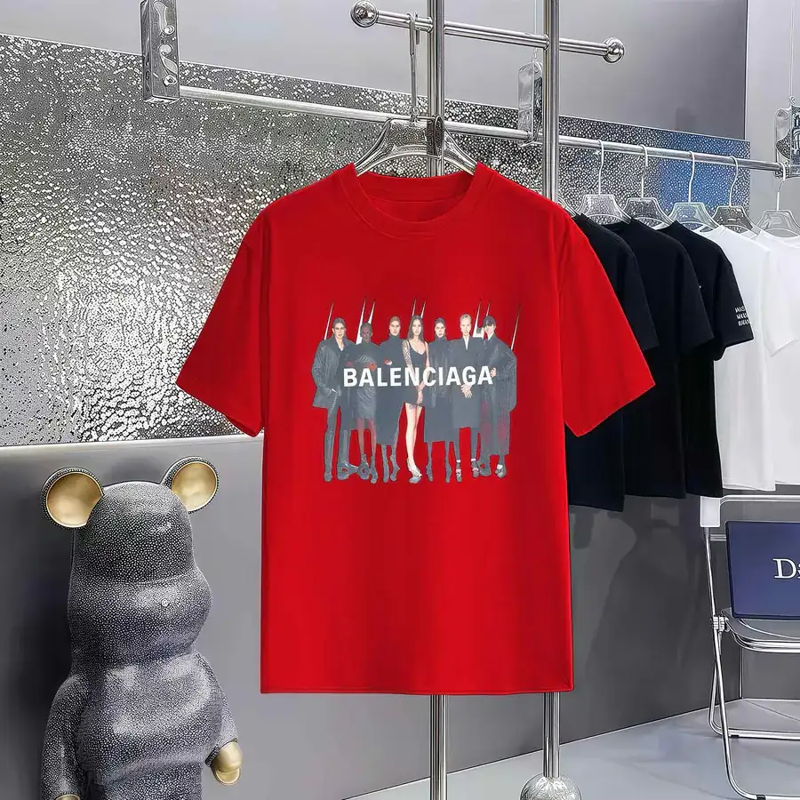 Balenciaga Prima Print Round Neck Short Sleeve T Shirt