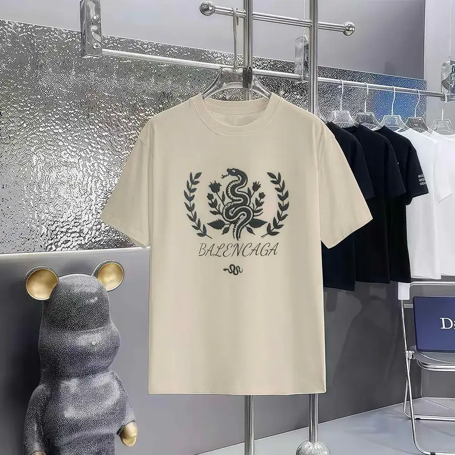 Balenciaga Limited Edition Paris Print Round Neck Short Sleeve T Shirt