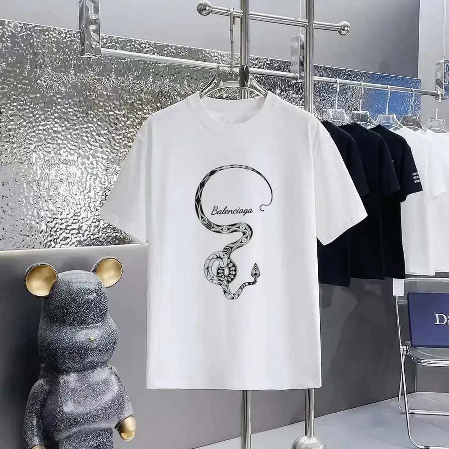 Balenciaga Limited Edition Paris Print Round Neck Short Sleeve T Shirt