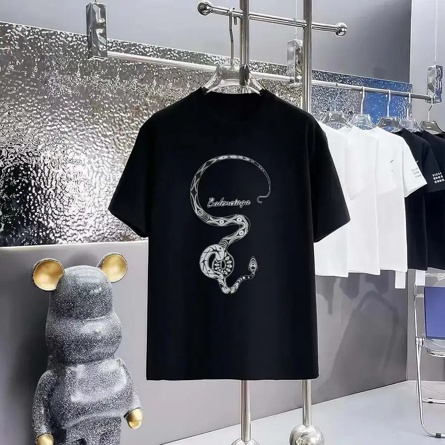 Balenciaga Limited Edition Paris Print Round Neck Short Sleeve T Shirt