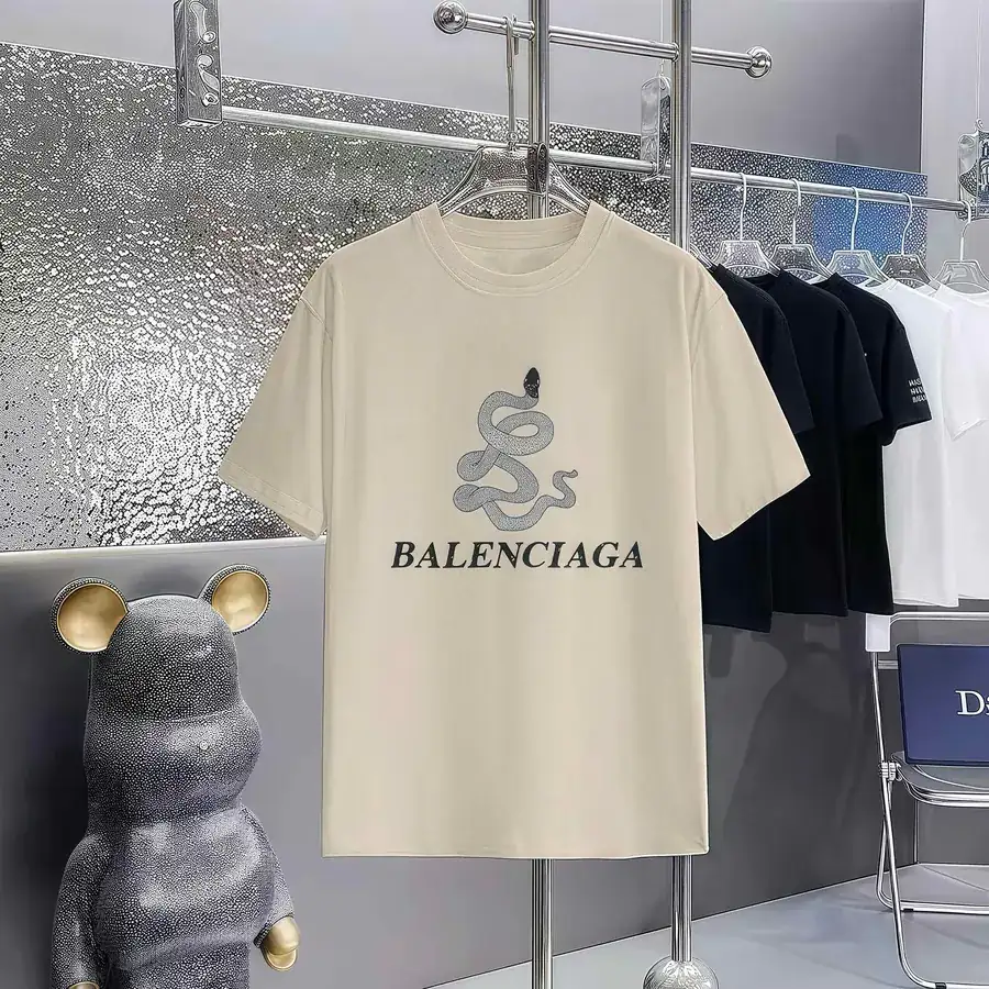 Balenciaga Limited Edition Paris Print Round Neck Short Sleeve T Shirt