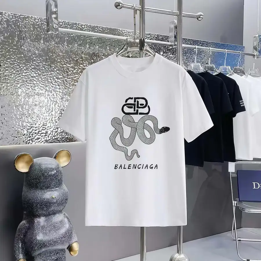 Balenciaga Limited Edition Paris Print Round Neck Short Sleeve T Shirt