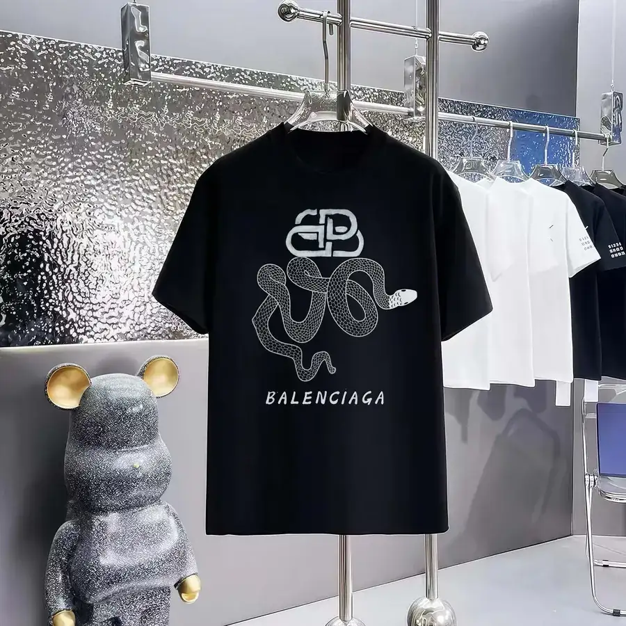 Balenciaga Limited Edition Paris Print Round Neck Short Sleeve T Shirt
