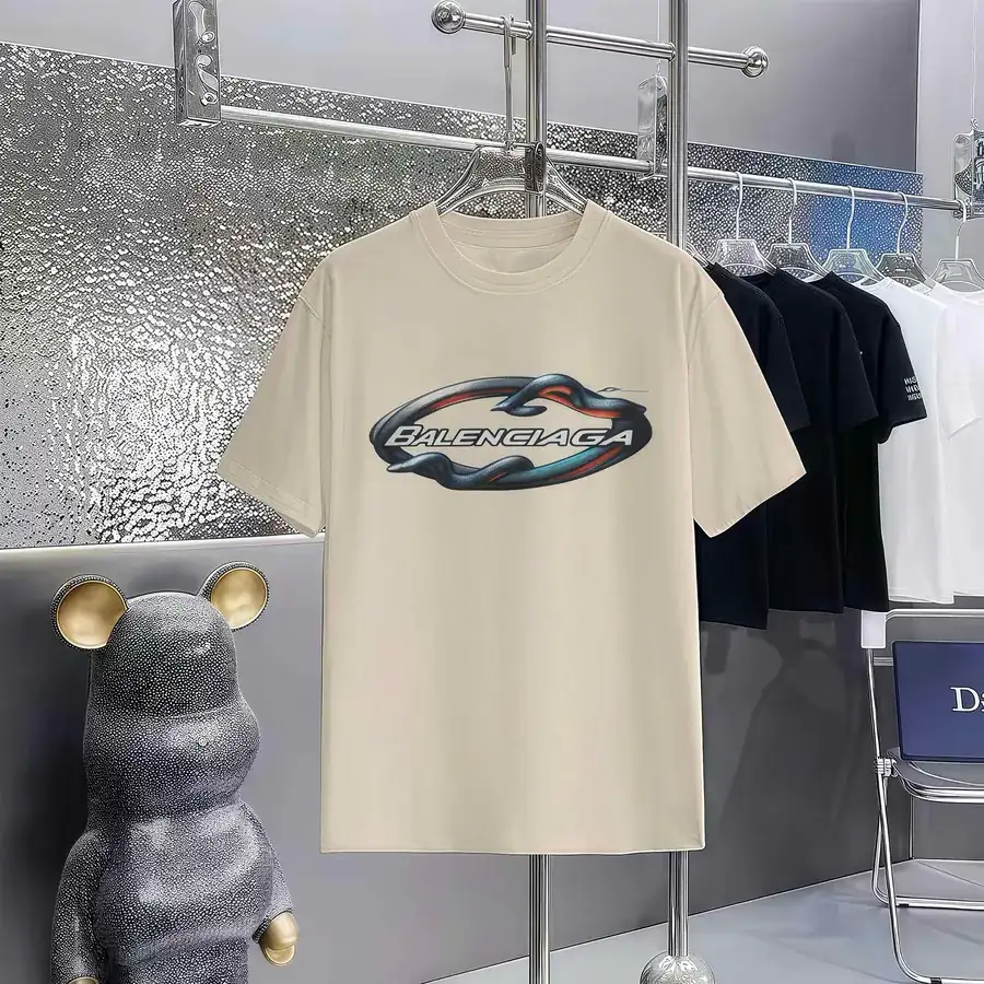Balenciaga Limited Edition Paris Print Round Neck Short Sleeve T Shirt
