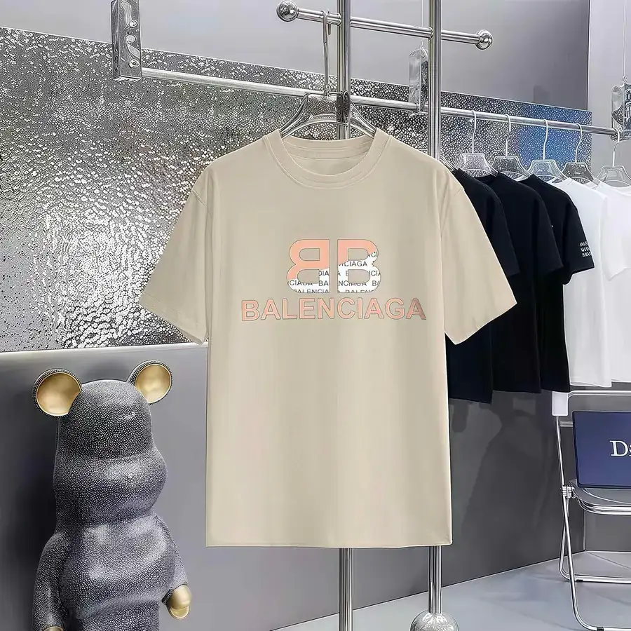Balenciaga Print Round Neck Short Sleeve T Shirt