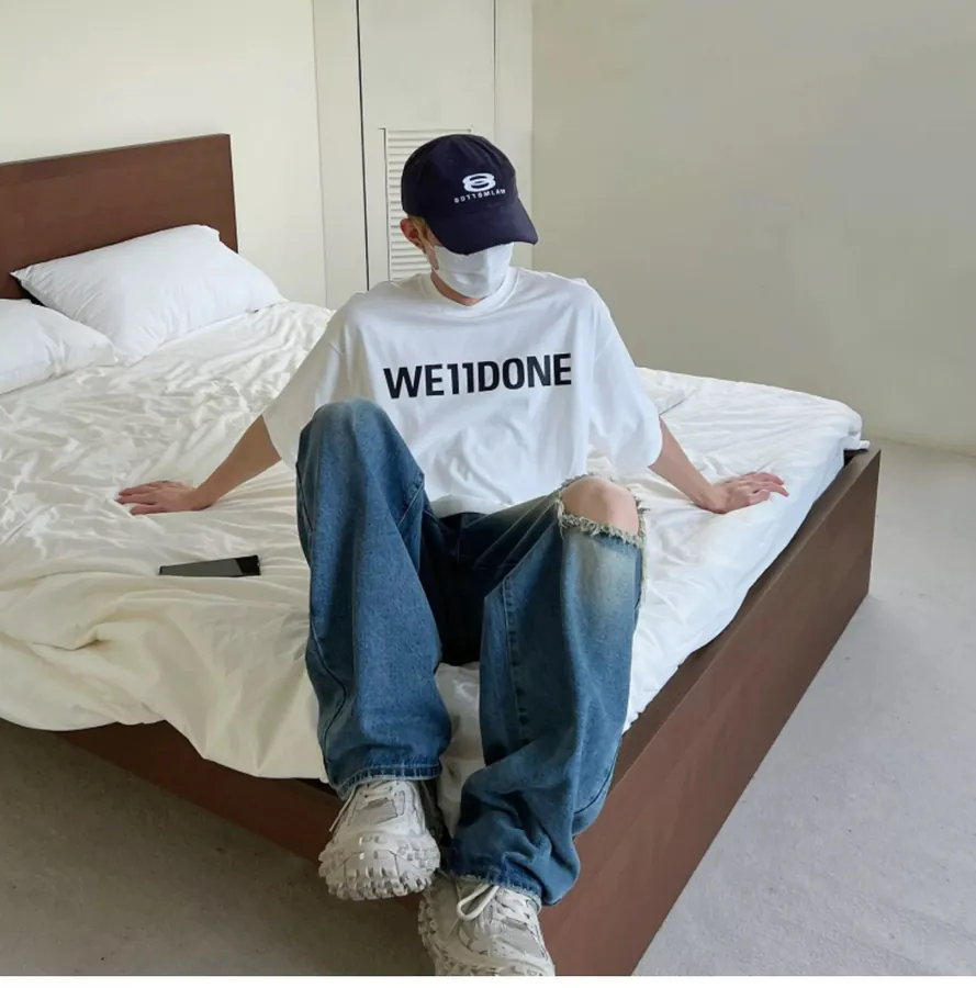WE11DONE 25ss New Letter Print Short Sleeve for Men and Women