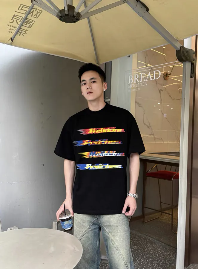 WE11DONE 25ss Gradient Flame Message Letter Print T Shirt