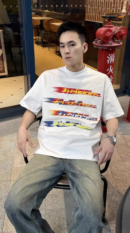 WE11DONE 25ss Gradient Flame Message Letter Print T Shirt