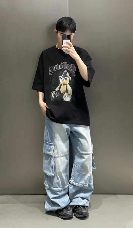 WE11DONE 25ss New Cute Bear Print T shirt for Men and Women