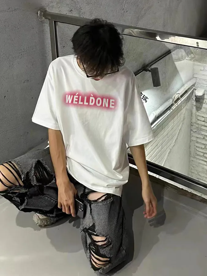 WE11DONE 25ss New Pink Letter Print T恤