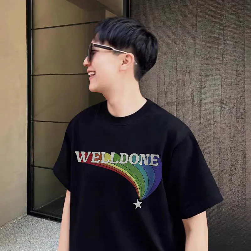 WE11DONE 25ss New Lucky Rainbow Print T shirt for Men and Women