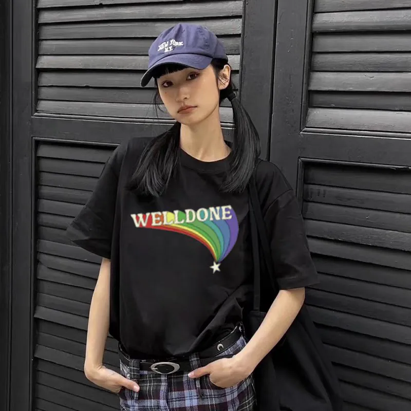 WE11DONE 25ss New Lucky Rainbow Print T shirt for Men and Women