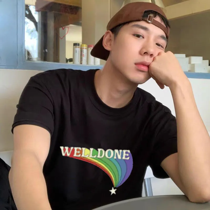 WE11DONE 25ss New Lucky Rainbow Print T shirt for Men and Women