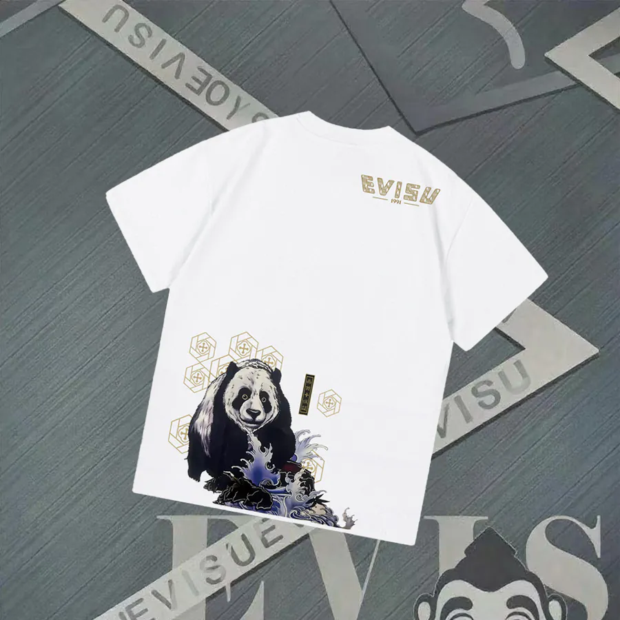 EVISU New Panda Print T Shirt Premium Quality, Loose Fit