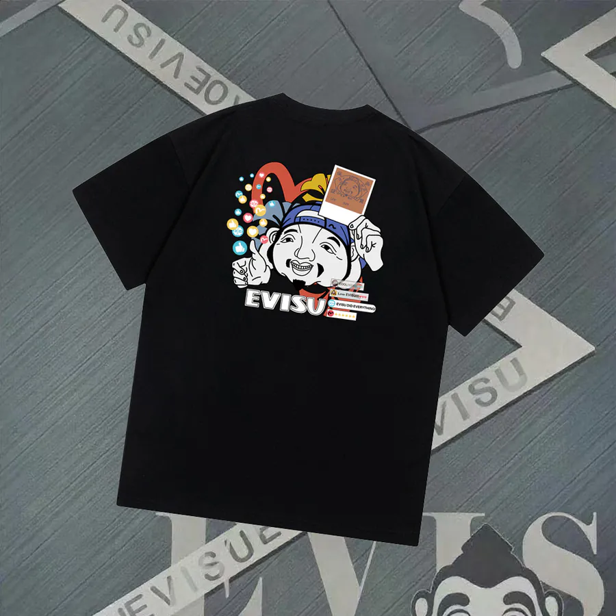 EVISU New Buddha Head Seagull Print Loose Fit T Shirt