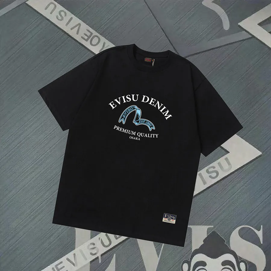 EVISU 160 Version New Lettered Seagull Print Short Sleeve Loose Fit