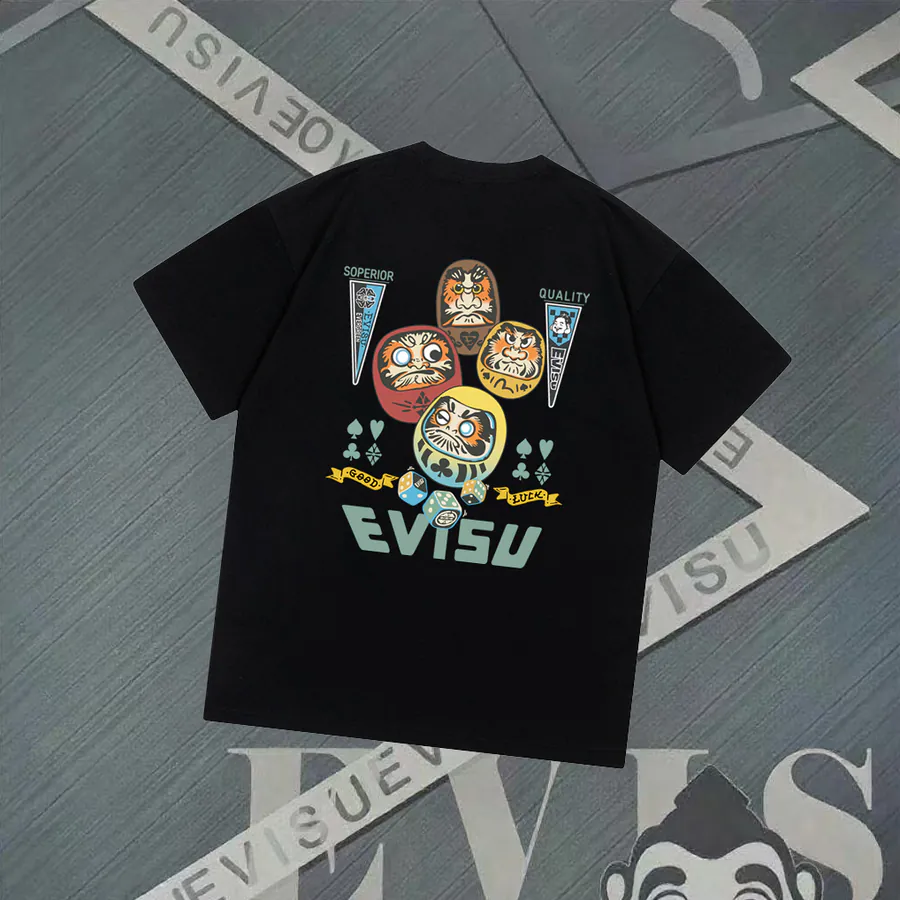 EVISU DaMo Print T Shirt Premium Cotton, Casual Fit