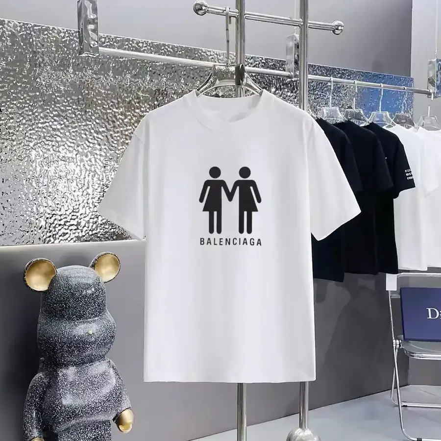 Balenciaga Print Round Neck Short Sleeve T Shirt