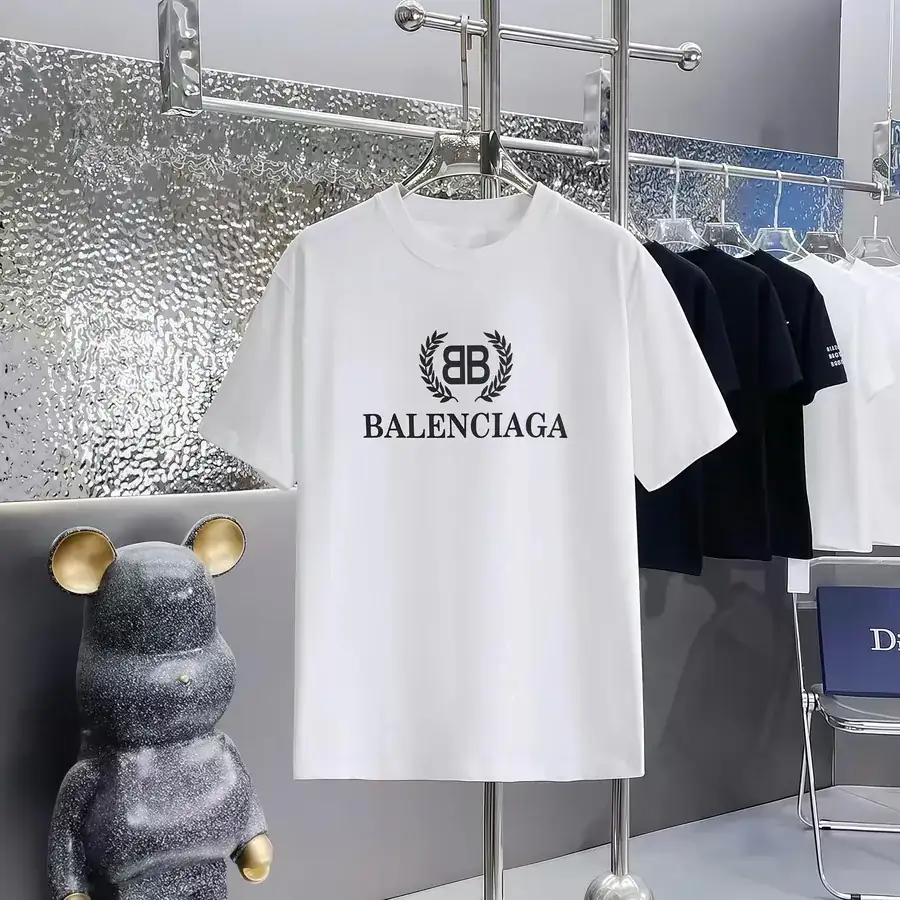 Balenciaga Print Round Neck Short Sleeve T Shirt