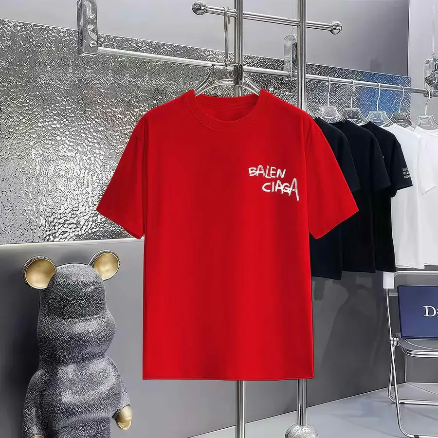 Balenciaga Print Round Neck Short Sleeve T Shirt