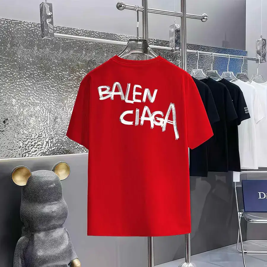 Balenciaga Print Round Neck Short Sleeve T Shirt