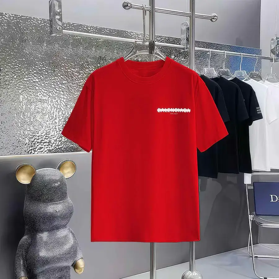Balenciaga Paris Print Round Neck Short Sleeve T Shirt
