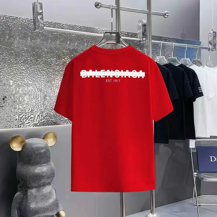 Balenciaga Paris Print Round Neck Short Sleeve T Shirt