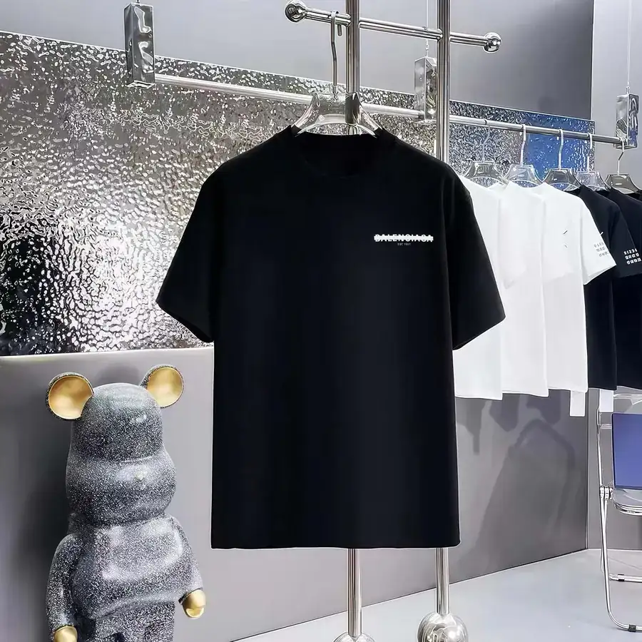 Balenciaga Paris Print Round Neck Short Sleeve T Shirt