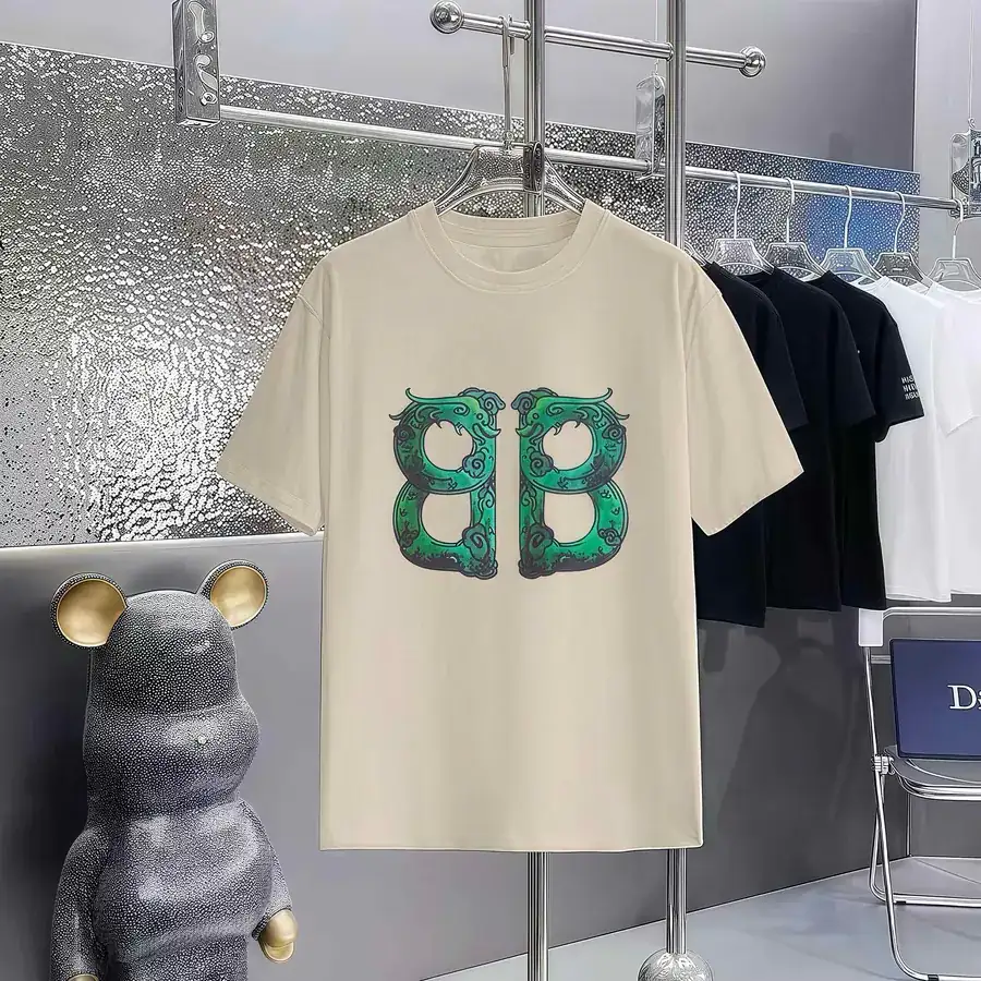 Balenciaga Print Round Neck Short Sleeve T Shirt