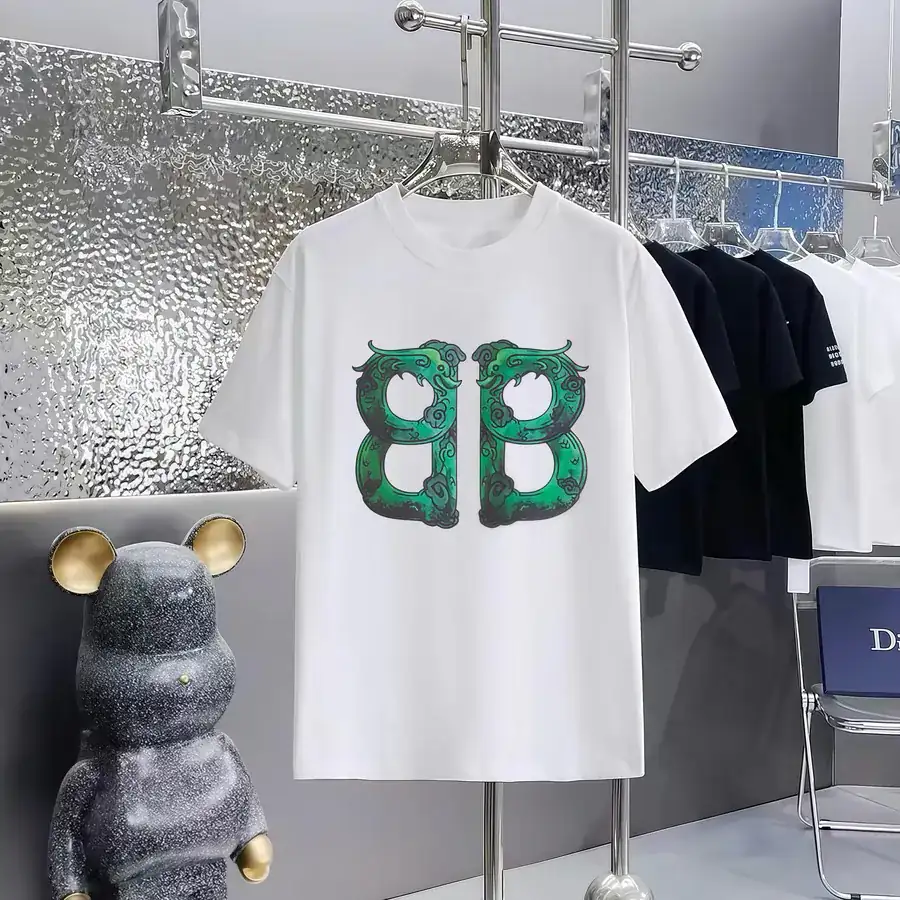 Balenciaga Print Round Neck Short Sleeve T Shirt