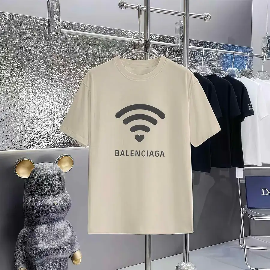 Balenciaga Print Round Neck Short Sleeve T Shirt