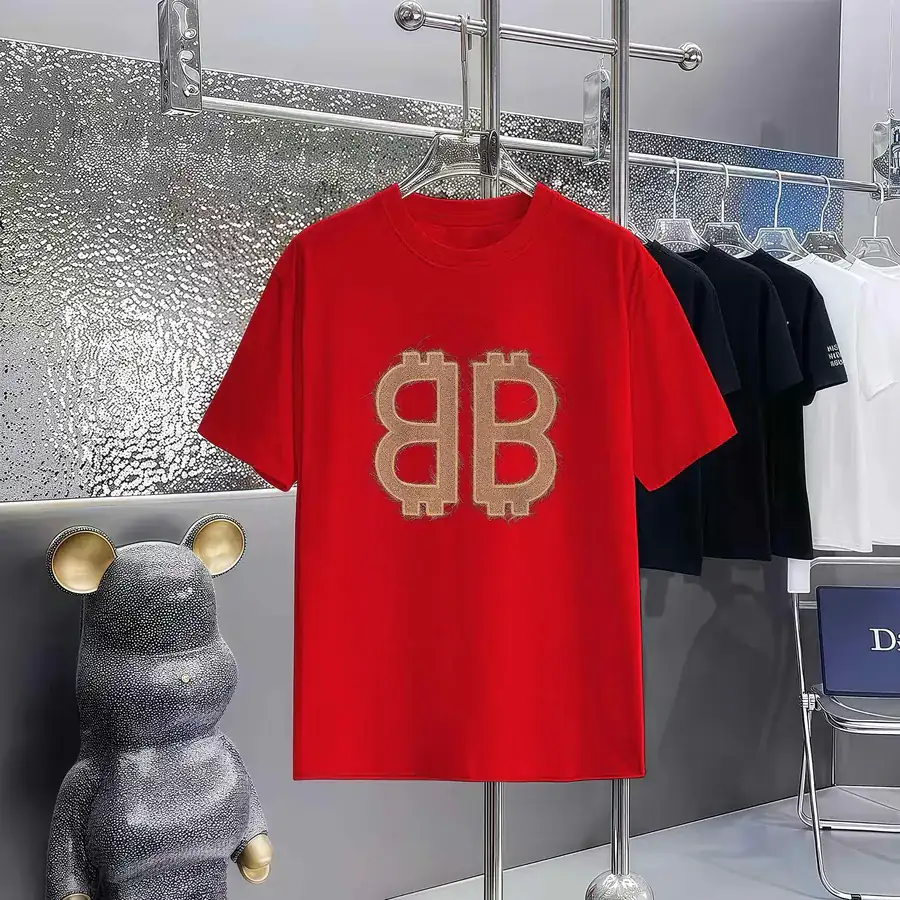 Balenciaga Parisian Print Round Neck Short Sleeve T Shirt