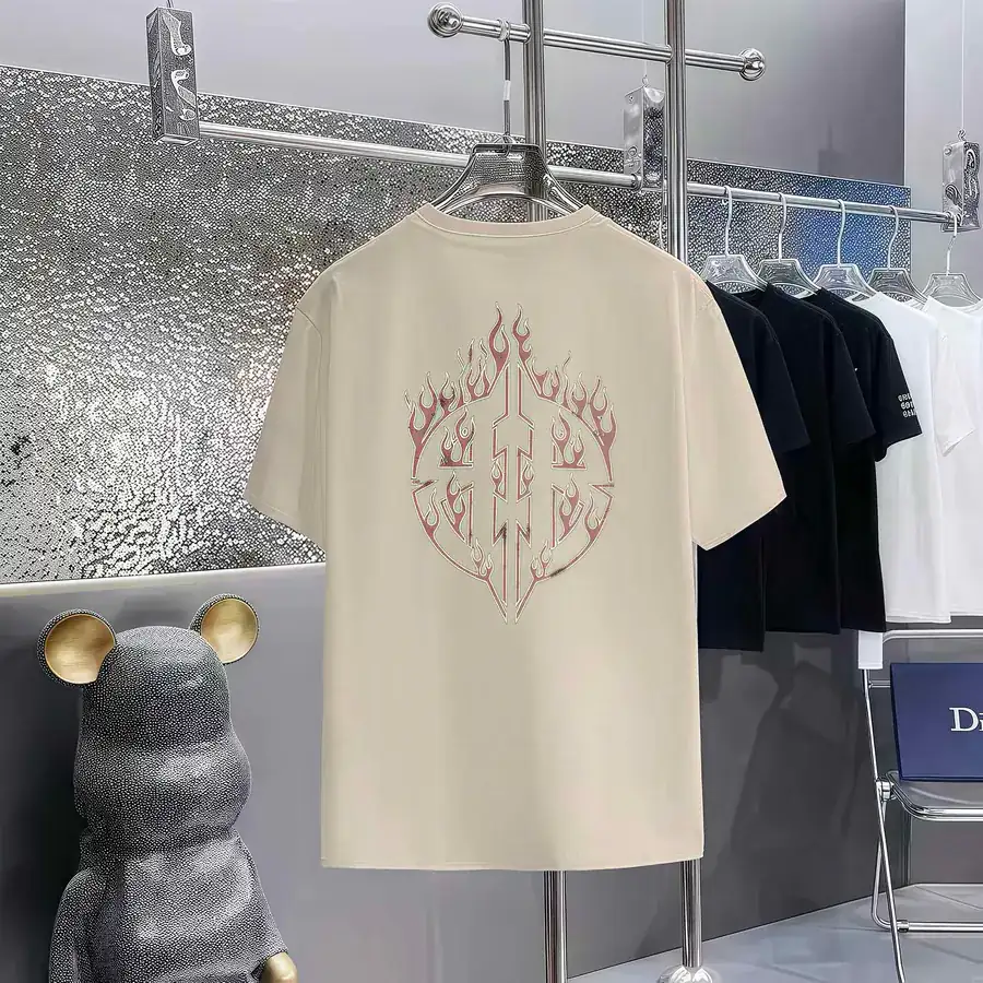 Balenciaga Paris Print Round Neck Short Sleeve T Shirt