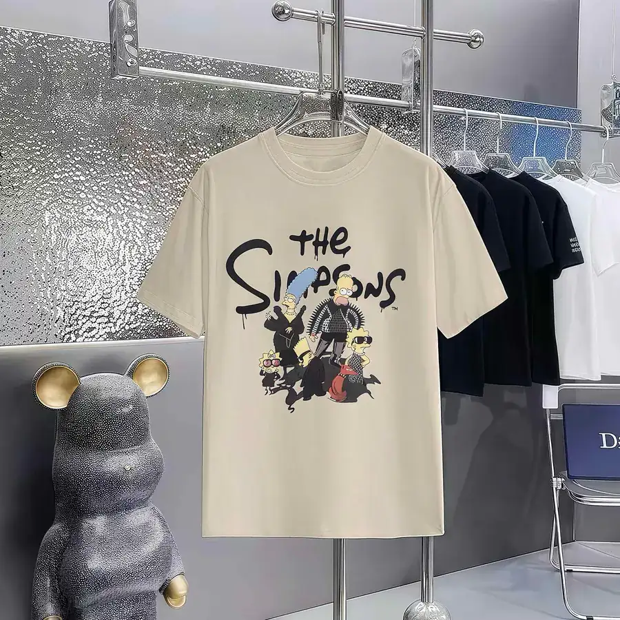 Balenciaga Parisian Print Round Neck Short Sleeve T Shirt