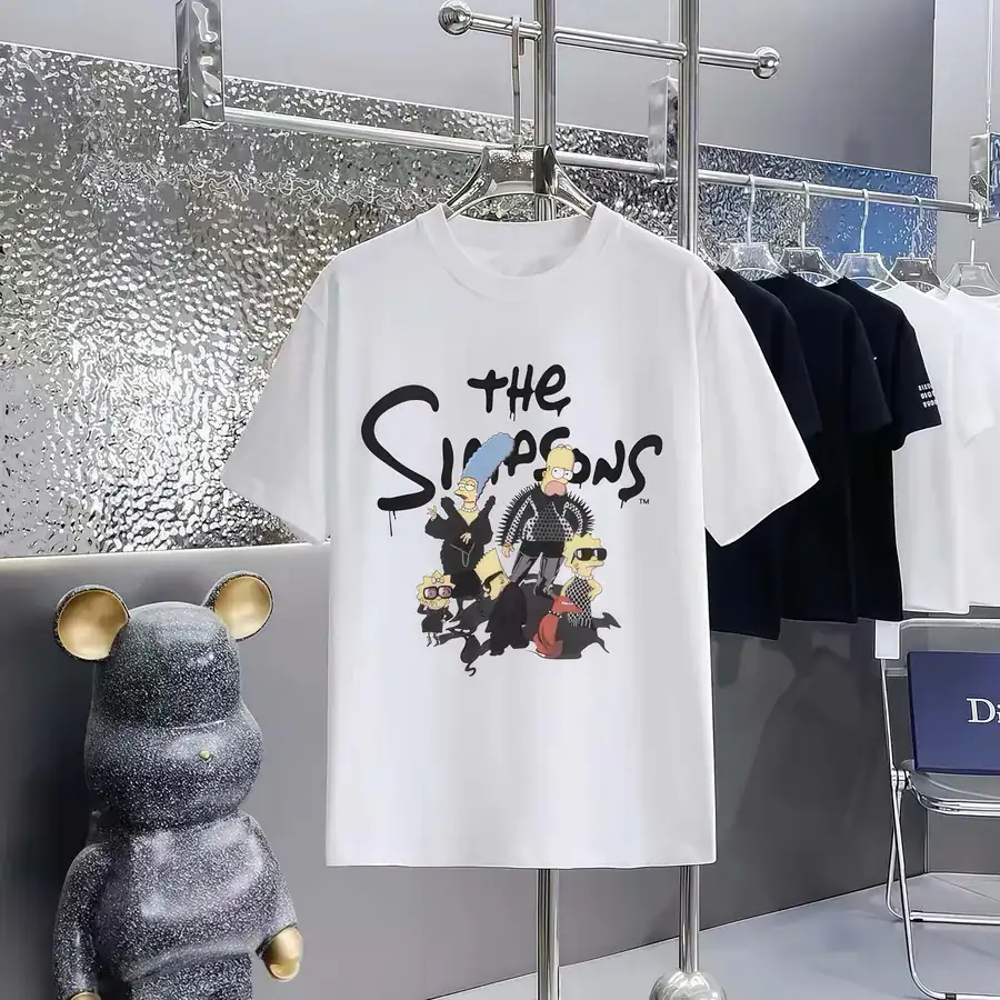 Balenciaga Parisian Print Round Neck Short Sleeve T Shirt