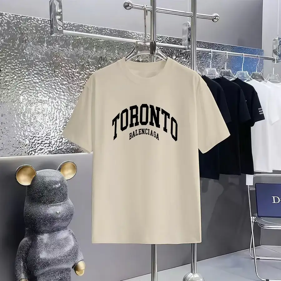Balenciaga Print Round Neck Short Sleeve T Shirt