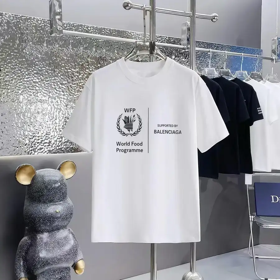 Balenciaga Print Round Neck Short Sleeve T Shirt